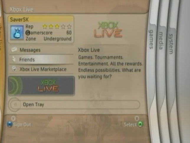 Xbox360 dashboard&live video