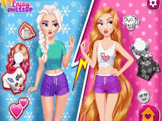 Elsa a Rapunzel princezné - obliekanie