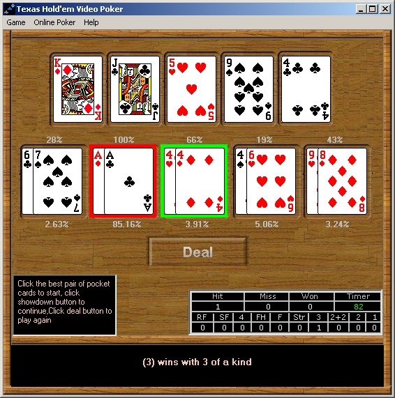 Texas Holdem Video Poker game 