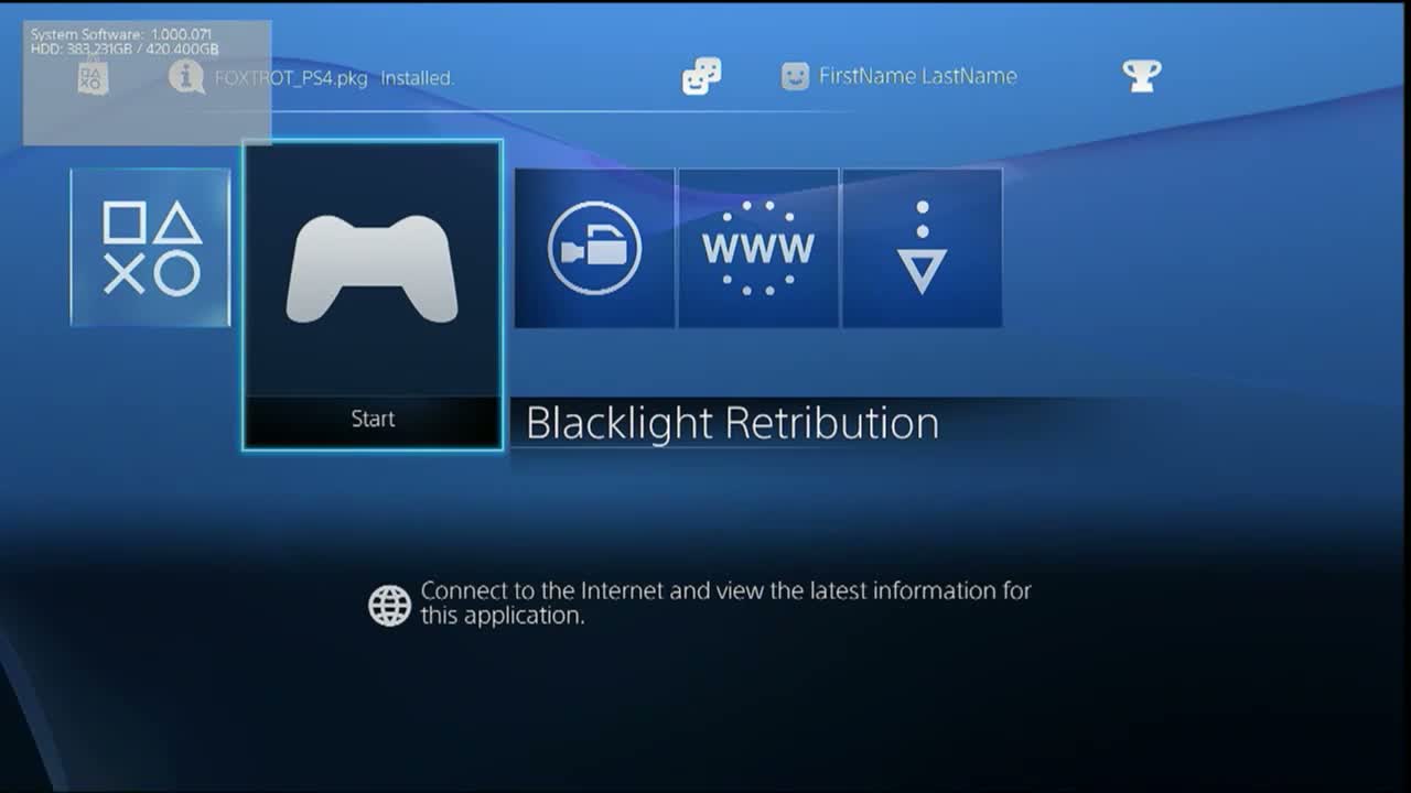 Blacklight: Retribution  - PS4 menu