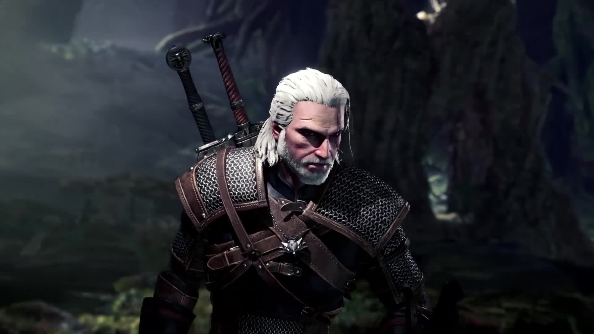 Geralt u lov montr v Monster Hunter: World