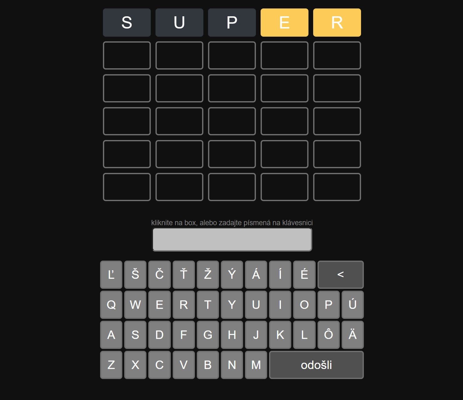 Onlinehry/Wordle slovenské wordle, hľadajte slovo každý deň