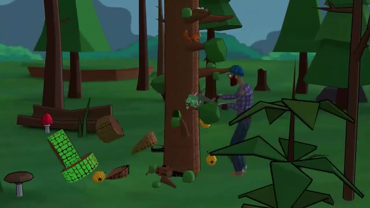 Timberman VR bude oduu rba drevo a stna stromy