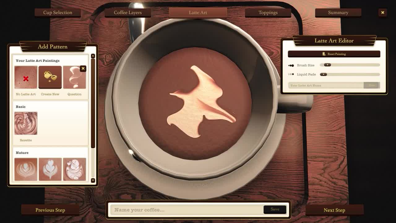 Espresso Tycoon ukazuje maovanie latte art