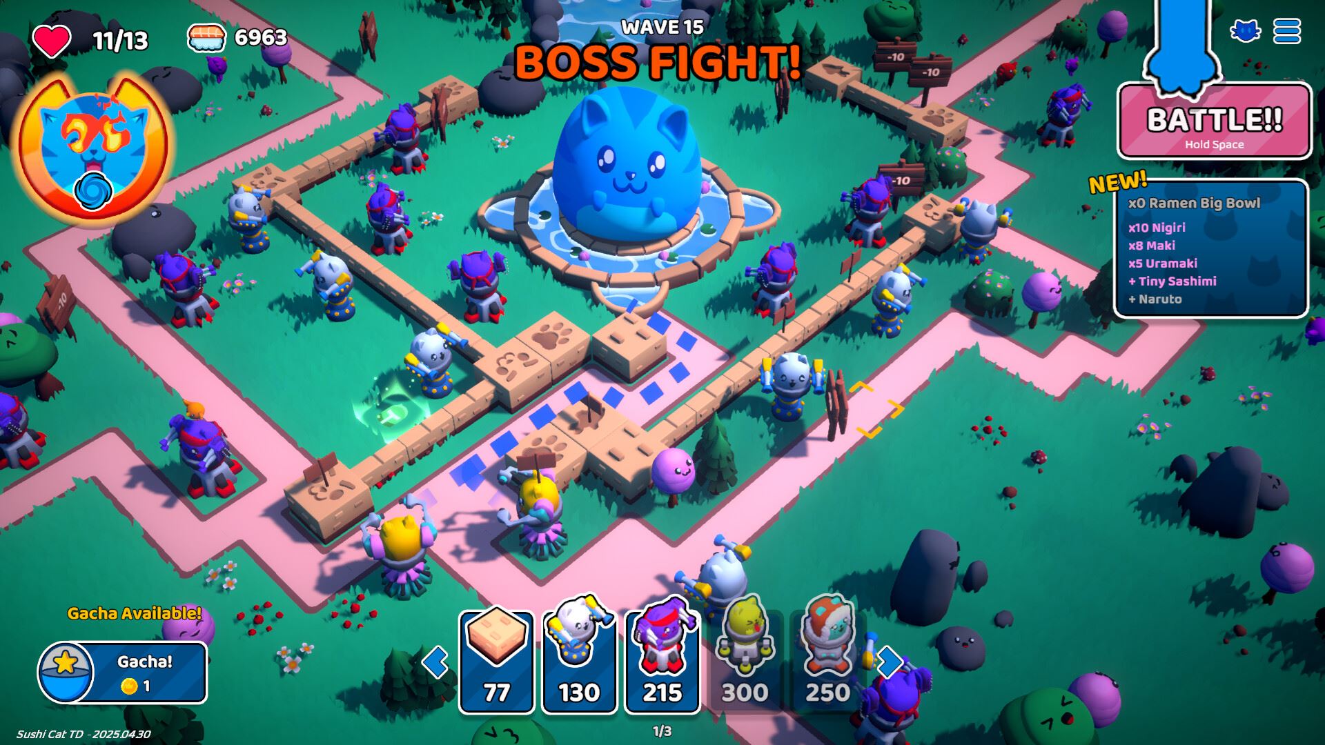 Sushi Cat - Tower Defense sa bude brni pre tokmi sushi